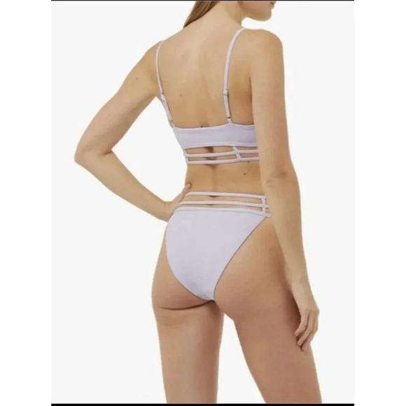 JONATHAN SIMKHAI Eunice Strappy Plunge Neck Bikini Top in Lupine Lavender Medium - Picture 4 of 7
